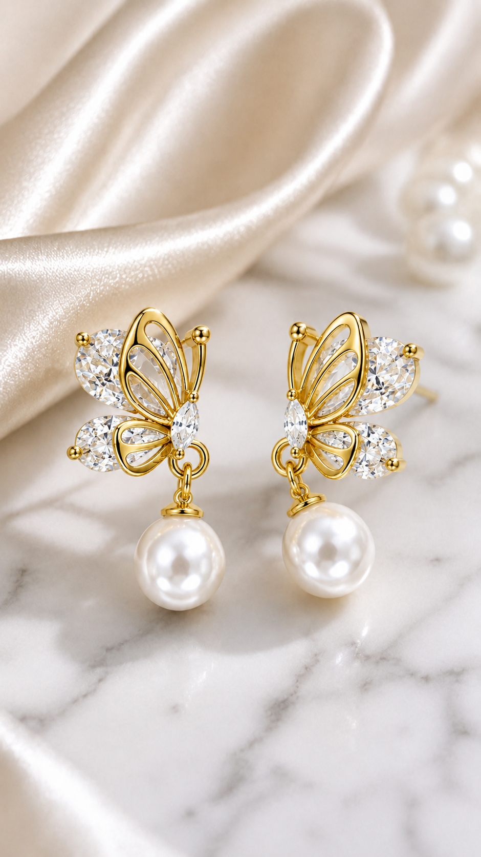 Butterfly Pearl Earrings
