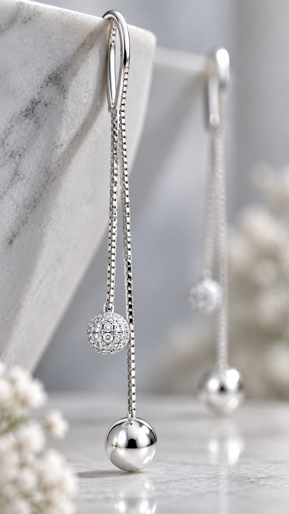 Double Ball Chain Drop Earrings