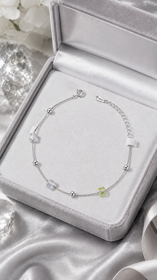 Iridescent Cube & Bead Bracelet