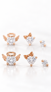 Angel Wings, Bow Heart & Solitaire Stud Earrings Set - Aaryahi Silver jewellery product photo