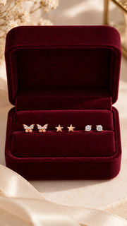 Butterfly, Star & Solitaire Earrings - Aaryahi Silver jewellery product photo