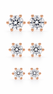 Solitaire Stud Earrings Set – 3 Sizes - Aaryahi Silver jewellery product photo
