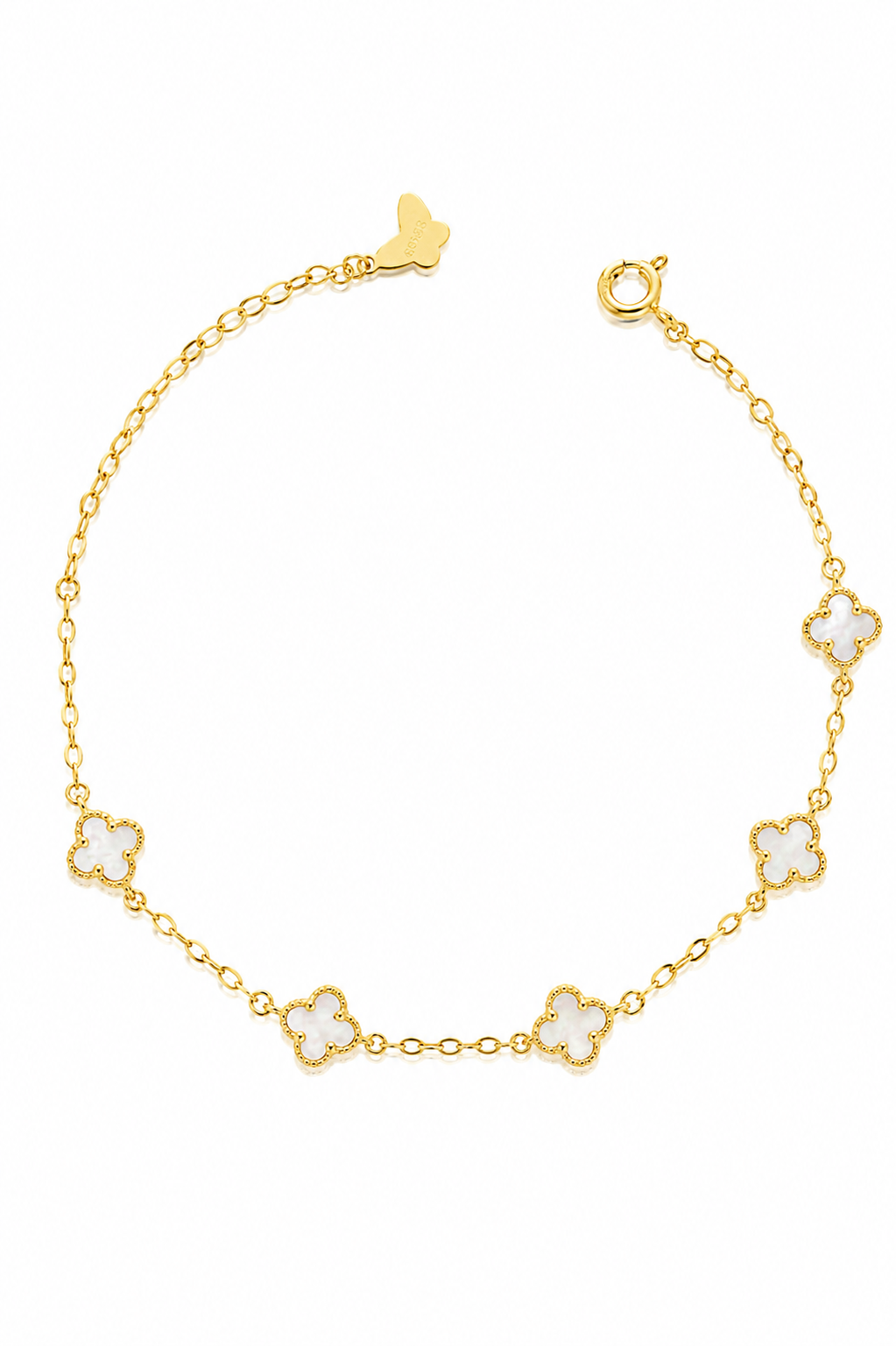Pearl Five Clover Charm Bracelet