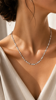 Silver Faceted Oval Bead Chain