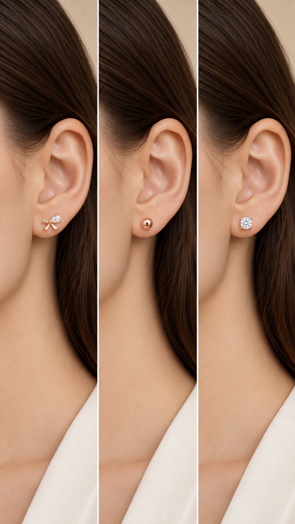 Bow, Ball & Solitaire Earrings - Aaryahi Silver jewellery product photo