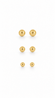 Polished Ball Stud Earrings Set – 3 Sizes - Aaryahi Silver jewellery product photo