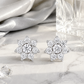 Silver CZ Floral Cluster Stud Earrings for Women