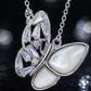 Elegant Silver Mother of Pearl & CZ Butterfly Pendant Necklace