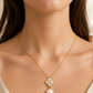Elegant Gold Mother of Pearl Clover Pearl Drop Pendant Necklace & Earrings Jewelry Set