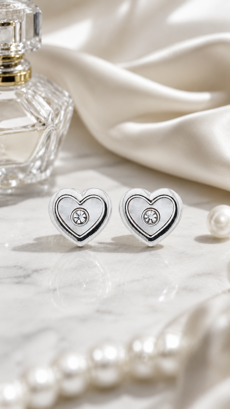 Pearl Heart Earrings