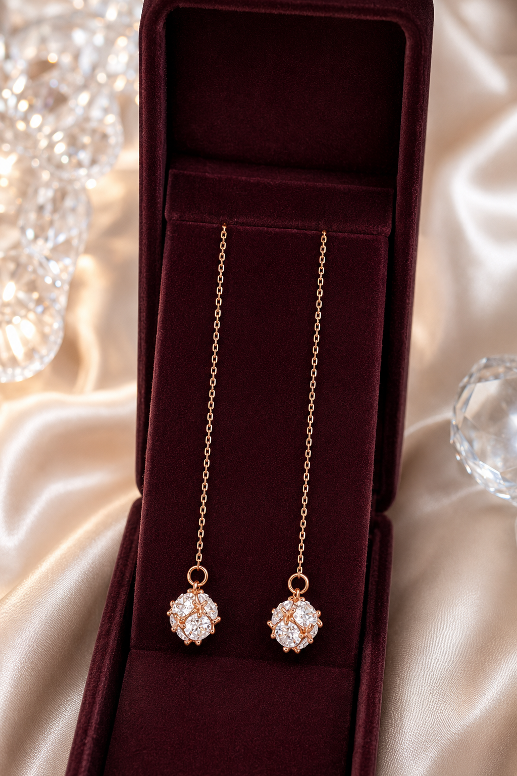Rose-Gold Long Chain Earrings