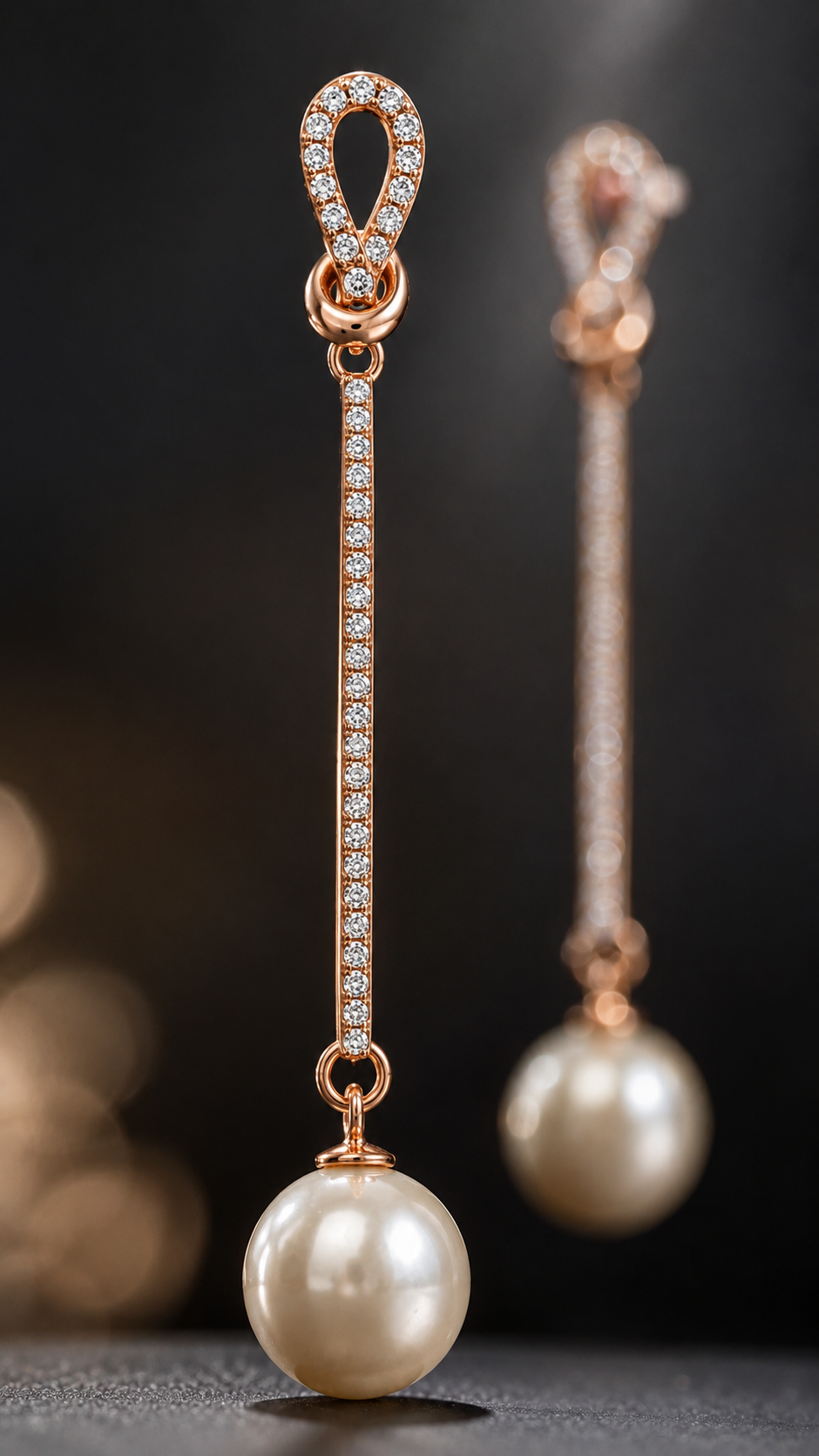 Rose-Gold Pearl Earrings