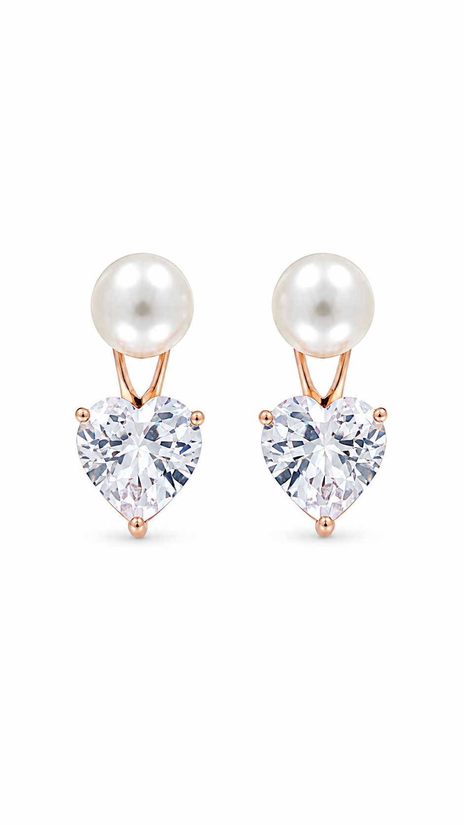 Pearl & Heart-Cut Earrings