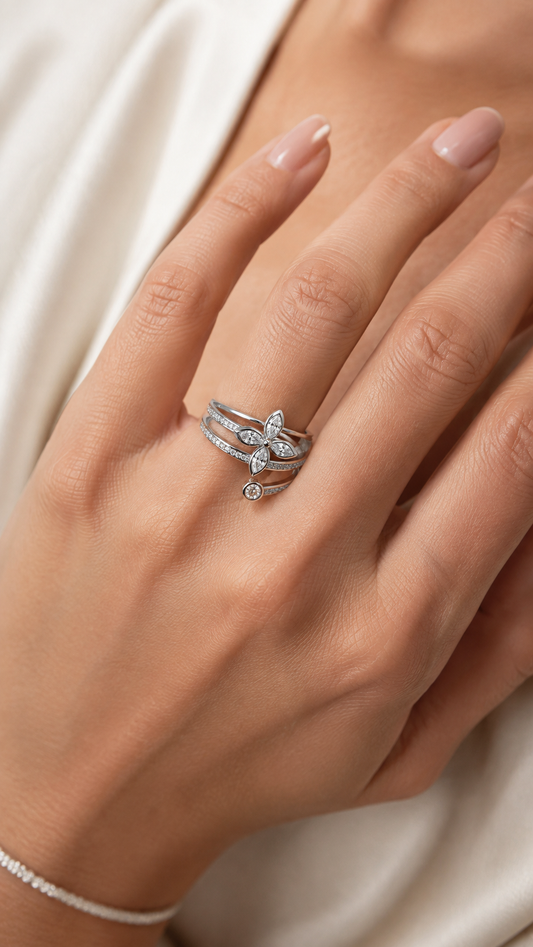 Flower Multi-Layer Adjustable Ring