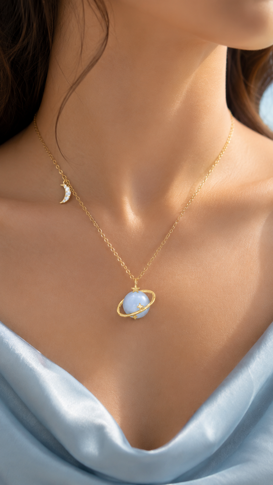 Cosmic Blue Planet Necklace