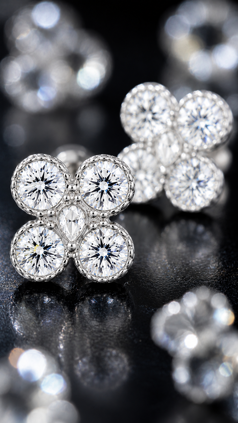 Four-Petal Round Earrings