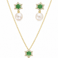 Green Floral Necklace & Earrings Set
