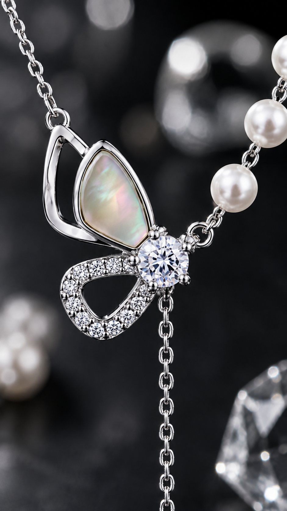 Butterfly Pearl Necklace