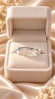 Silver Mother of Pearl CZ Adjustable Ring