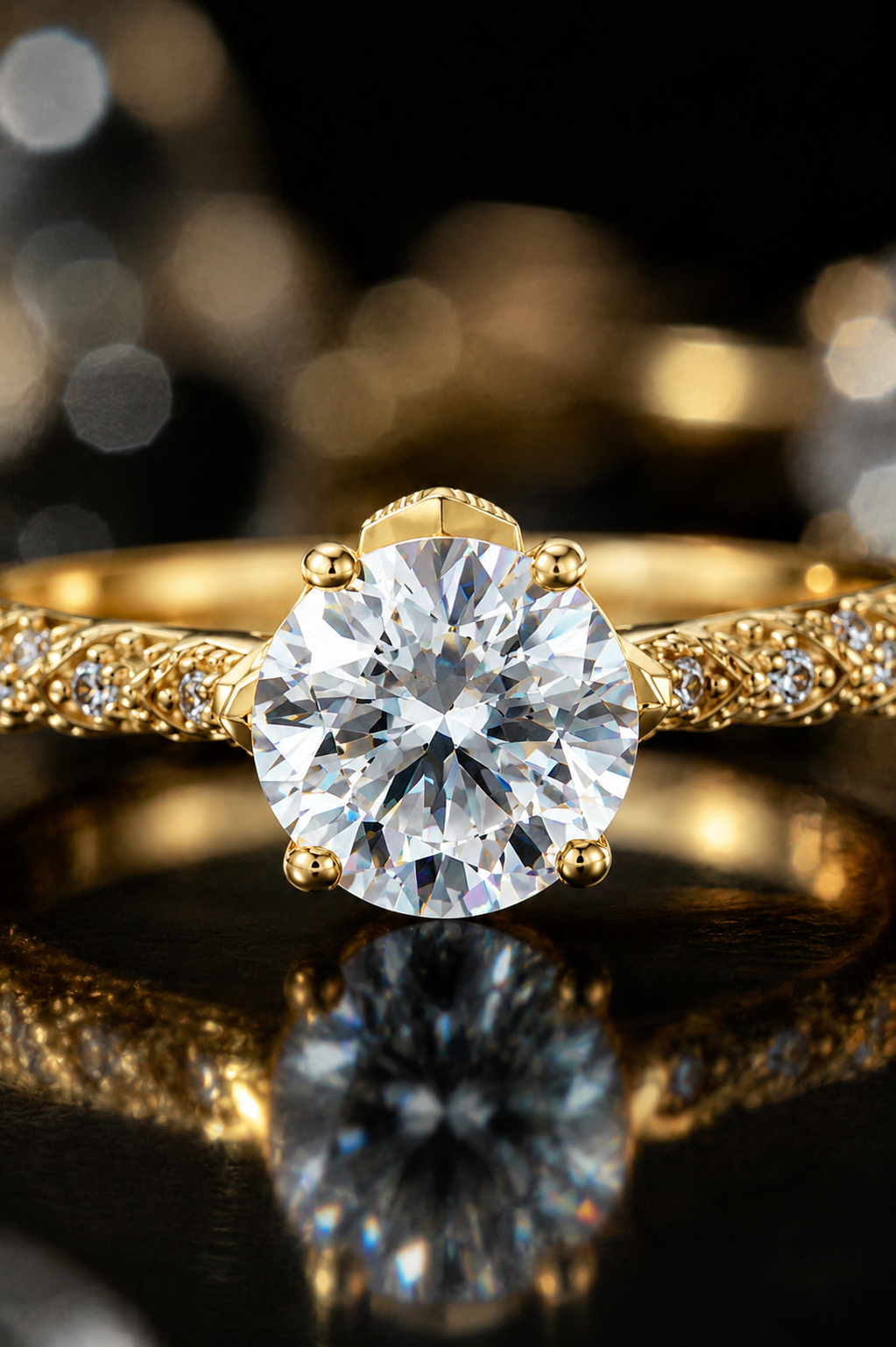 Round Solitaire Filigree Band Ring