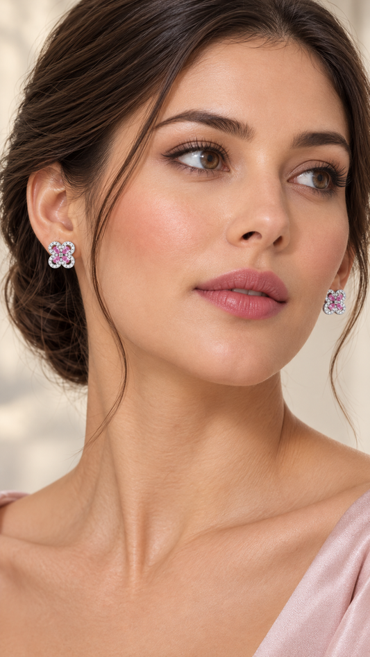Silver Pink Earrings