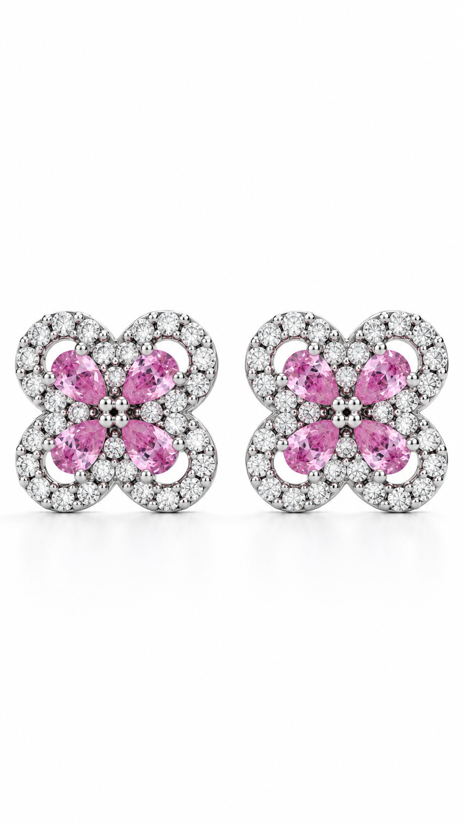 Silver Pink Earrings