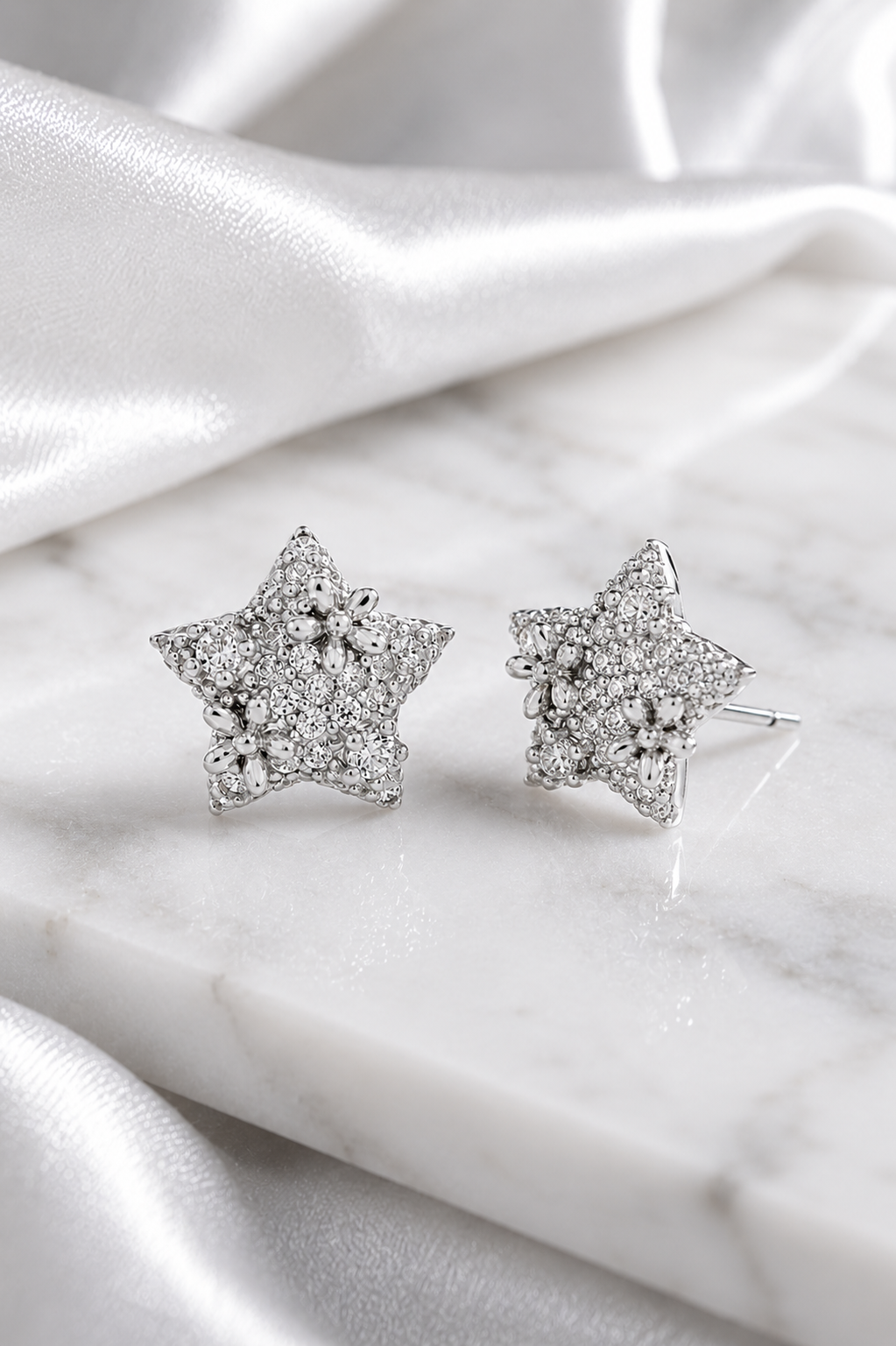 Silver-Tone Star Earrings
