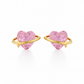 Elegant Gold-Plated Pink Heart Crystal Saturn Planet Stud Earrings for Women
