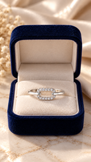 Silver CZ Oval Link Adjustable Ring