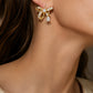 Gold-Plated CZ Bow Knot Drop Stud Earrings for Women