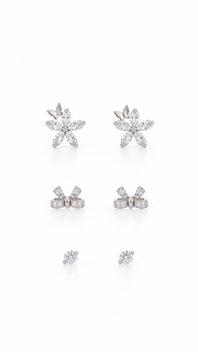 Butterfly Flower, Solitaire Stud Earrings Set - Aaryahi Silver jewellery product photo