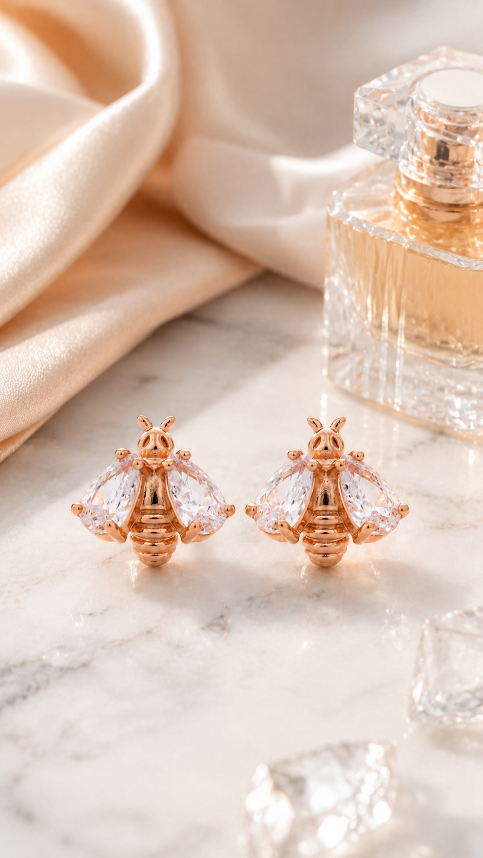 Rose Gold Bee Earrings