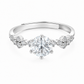 Round Solitaire Floral Adjustable Ring
