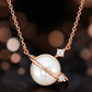 Elegant Rose Gold Pearl Planet Pendant Necklace