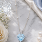 Elegant Silver Blue Heart Solitaire Pendant Necklace