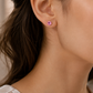Pink Round Solitaire Earrings