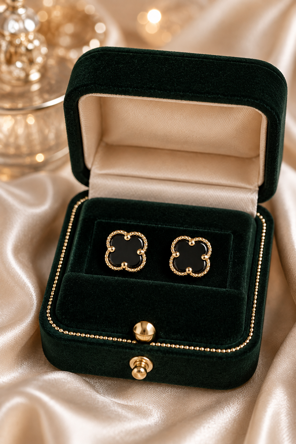 Gold-Tone Black Red green Earrings