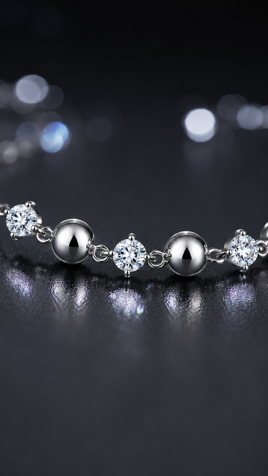 Silver Triple Bead Station Bracelet