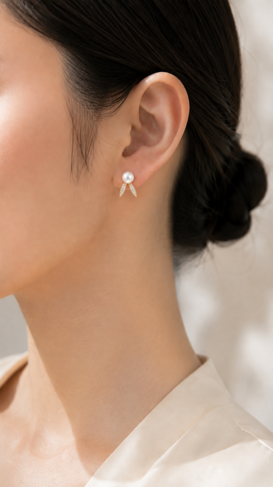 Pearl Leaf Earrings