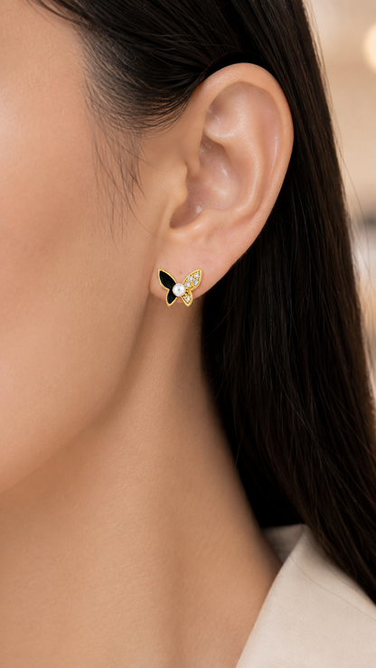 Black & White Butterfly Earrings