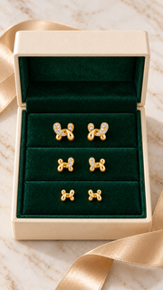 Knot, Solitaire Knot Plain Knot Stud Earrings Set – 3 Pairs - Aaryahi Silver jewellery product photo