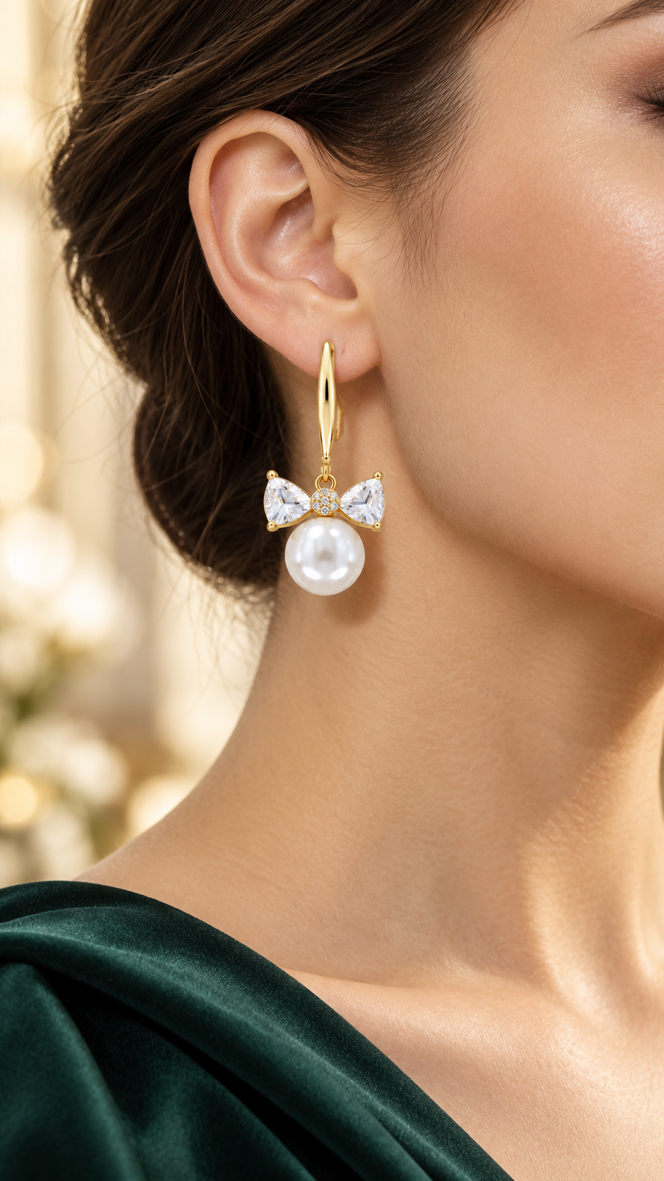 Bow & Pearl Drop Earrings