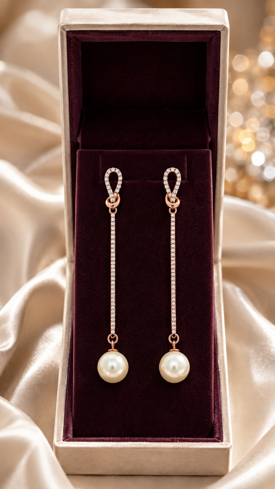 Rose-Gold Pearl Earrings