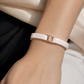 Rose Gold & White Ceramic CZ Bangle Bracelet