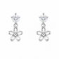 Elegant 925 Sterling Silver Round CZ Open Flower Drop Earrings for Women