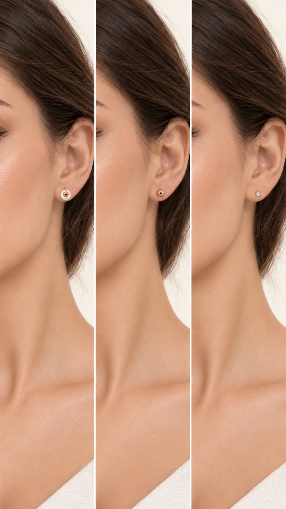 Pearl Heart, Ball Solitaire Stud Earrings Set - Aaryahi Silver jewellery product photo