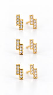 Geometric Zigzag Stud Earrings Set – 3 Pairs - Aaryahi Silver jewellery product photo
