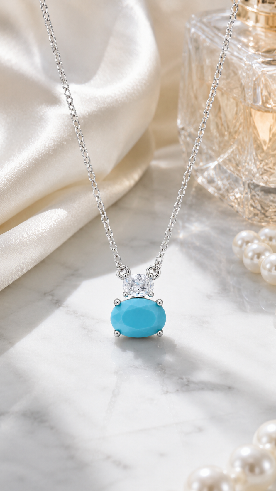 Silver Aqua Stone Pendant