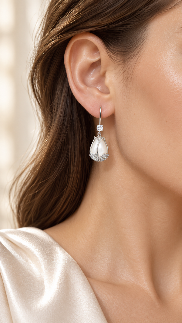 Tulip Earrings - Aaryahi Silver jewellery product photo
