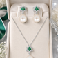 Green Floral Necklace & Earrings Set